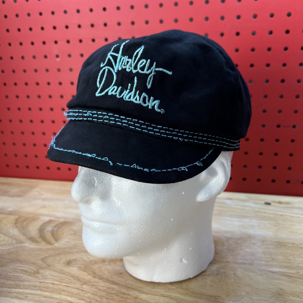 Harley-Davidson Women's Newsboy Fiddler y2k Cap Black Size M Biker Embroidered